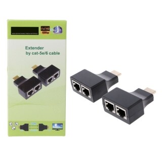 1 Cặp HDMI Tương Thích Với Dual RJ45 CAT5E CAT6 UTP LAN Ethernet 1080P thumbnail