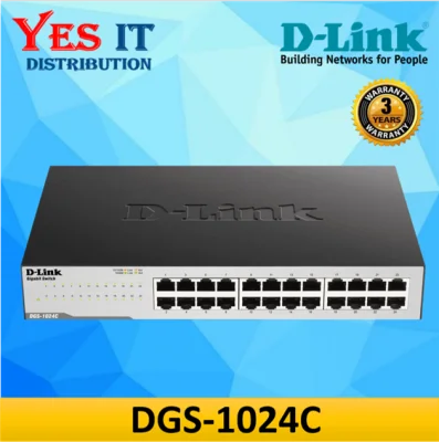 D-LINK DGS-1024C 24 Port Gigabit Port Rackmount Unmanage Switch in Metal Case