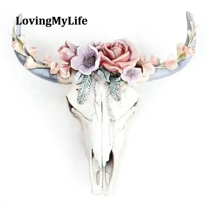 Lovingmylife Bull Head Pendant Resin Longhorn Cow Skull Head Wall Hanging Decor Succulent Cow Skull Wall Decor Nursery Decor Resin Ornament With Hanging Hole Lazada Singapore