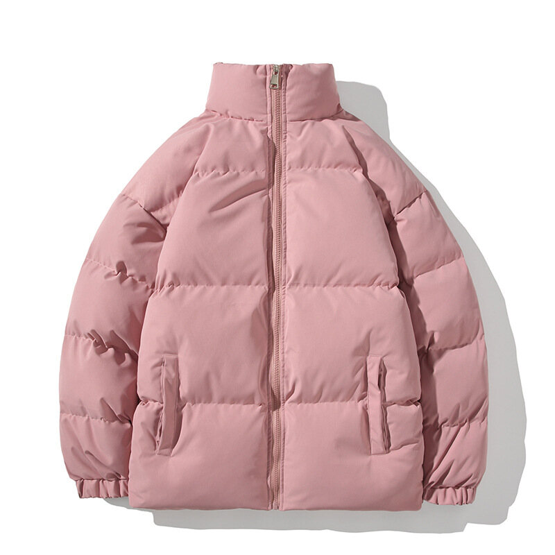 SINRANSINYA丨Áo Khoác Cotton Màu Trơn Dáng Rộng Cỡ Lớn Cho Nam Áo Khoác Cotton Cổ Đứng Dày Dặn Quần Áo Cotton Cho Nam
