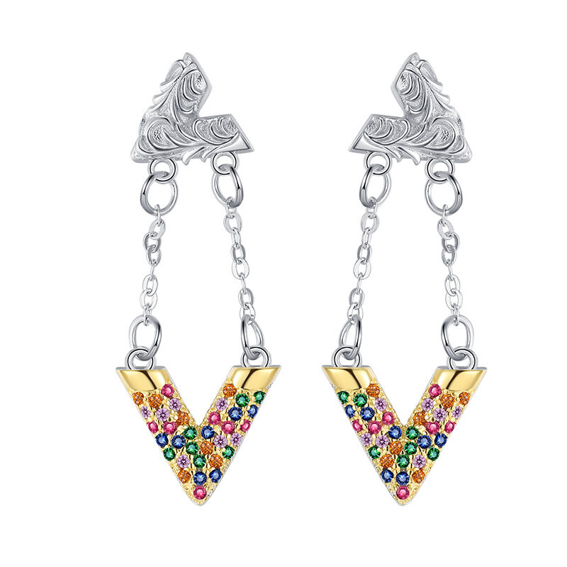 S925 Sterling Silver Chain Tassel Earrings with Small Earrings