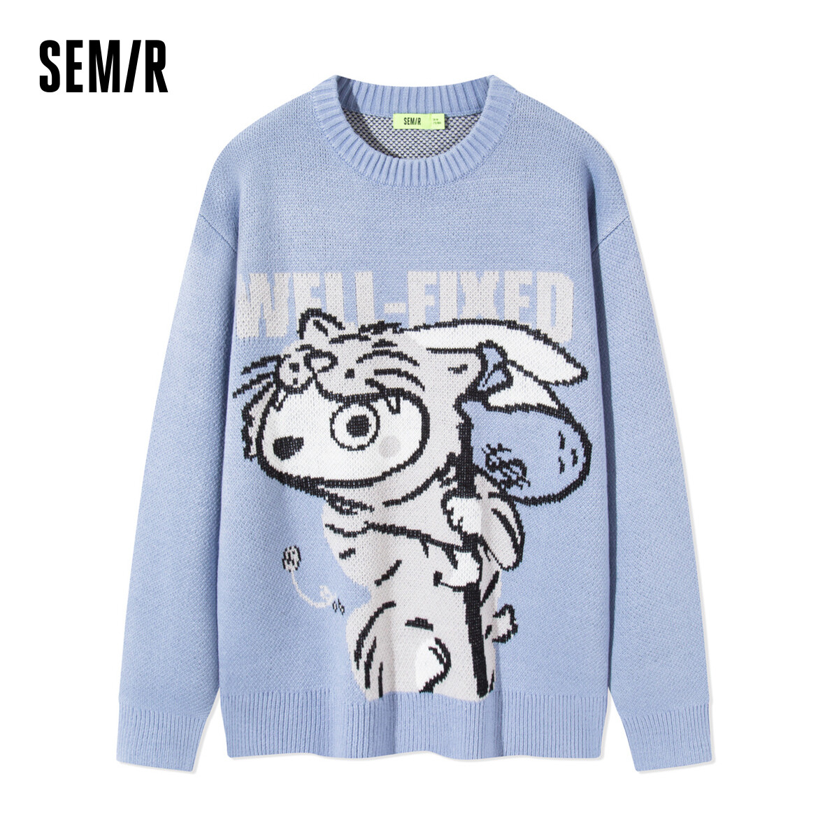Semir Knitted Sweater Men 2023 Spring New Year Rabbit Jacquard Loose Sweater Off-Shoulder Top