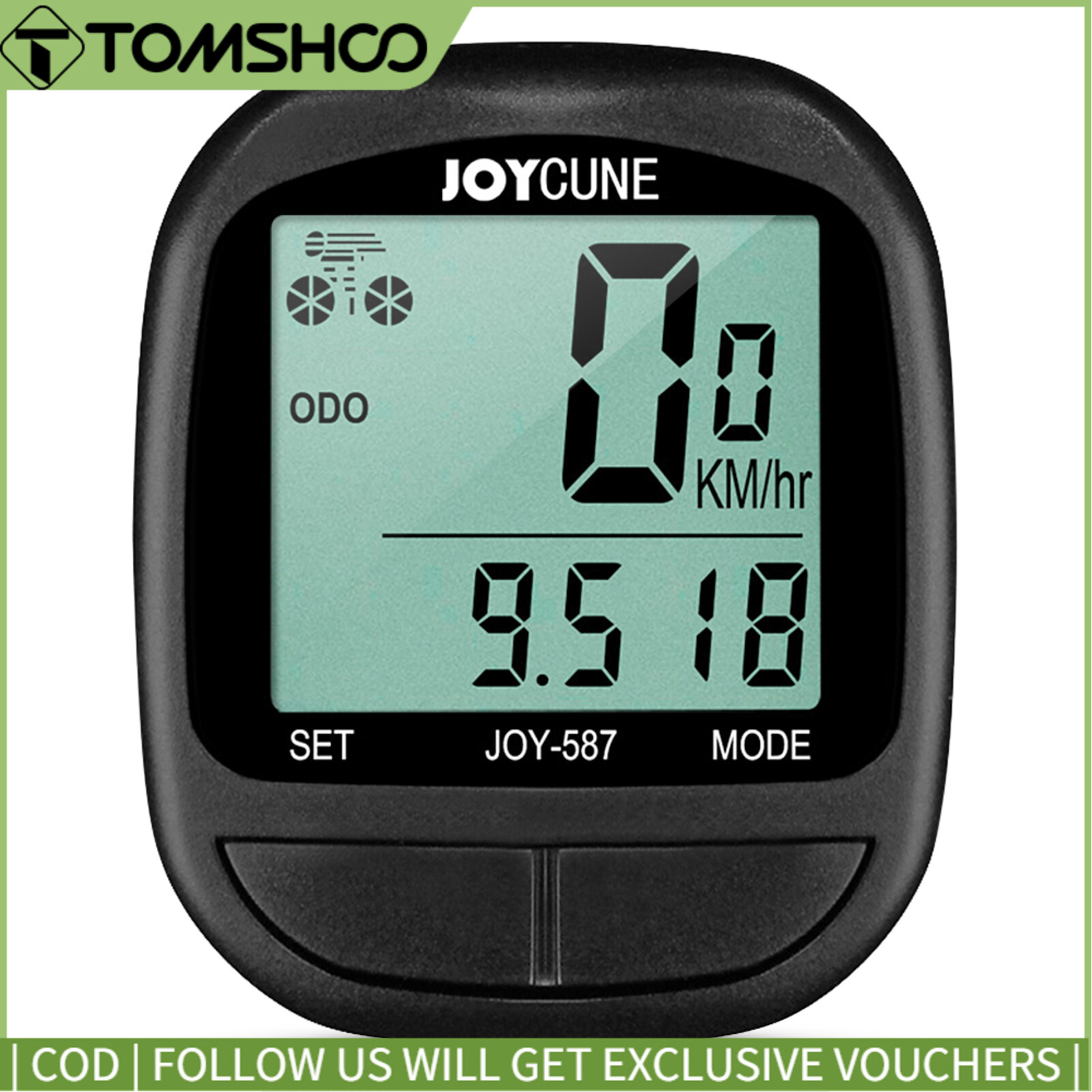 Joycune Bike Computer Bicycle Waterproof Wired Speedometer and Odometer Stopwatch Cycle Bike Computer with L-ED Display for Outdoor Cycling