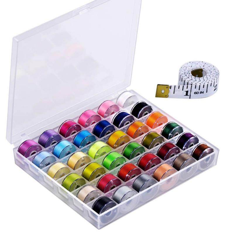 36Pcs Sewing Machine Bobbins Thread Spools Case With Threads for Singer Brother