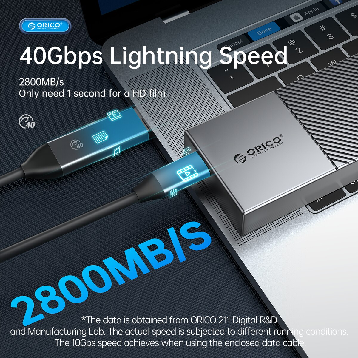 ORICO Boîtier M.2 NVMe 40Gbps PCIe3.0x4, Adaptateur SSD Jusqu'à