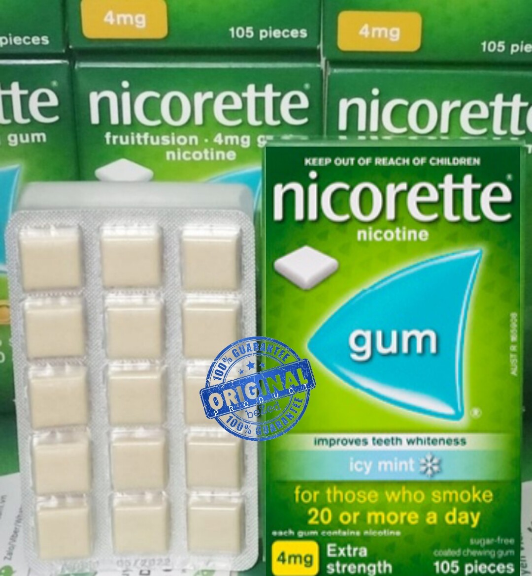 QUIT ! Medicated Chewing Gums Gulagula Getah Cessation Aid Icy Mint