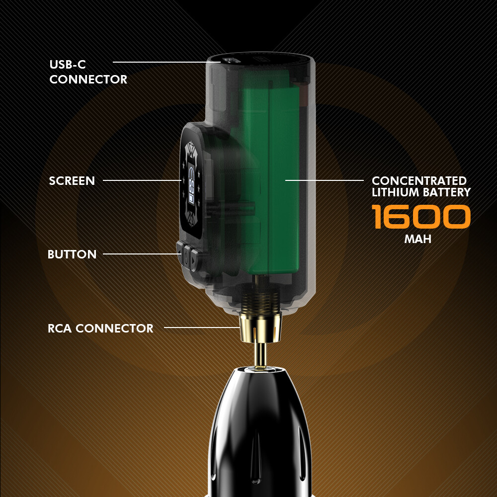 STIGMA Wireless Tattoo Power Supply RCA LCD Display Large Capacity Machine Battery Adapter