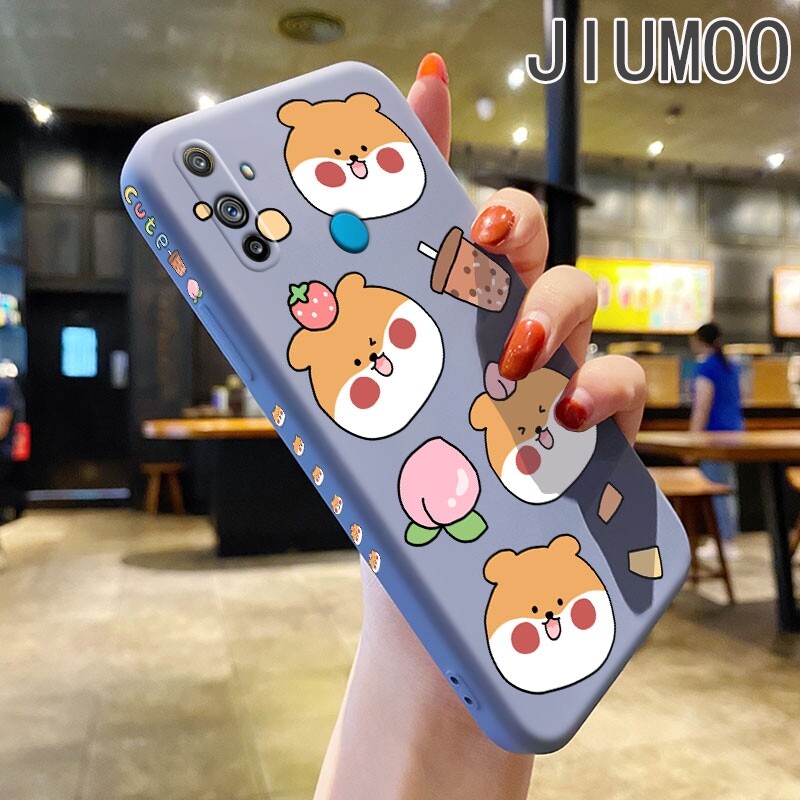 JIUMOO Case For Realme C3 Realme C3i Case With Cartoon Cute Lovely Girls New Design Phone Case Side Edge Square Pattern Cases Silicone Shockproof Casing Full Back Cover Camera Protect Soft Case