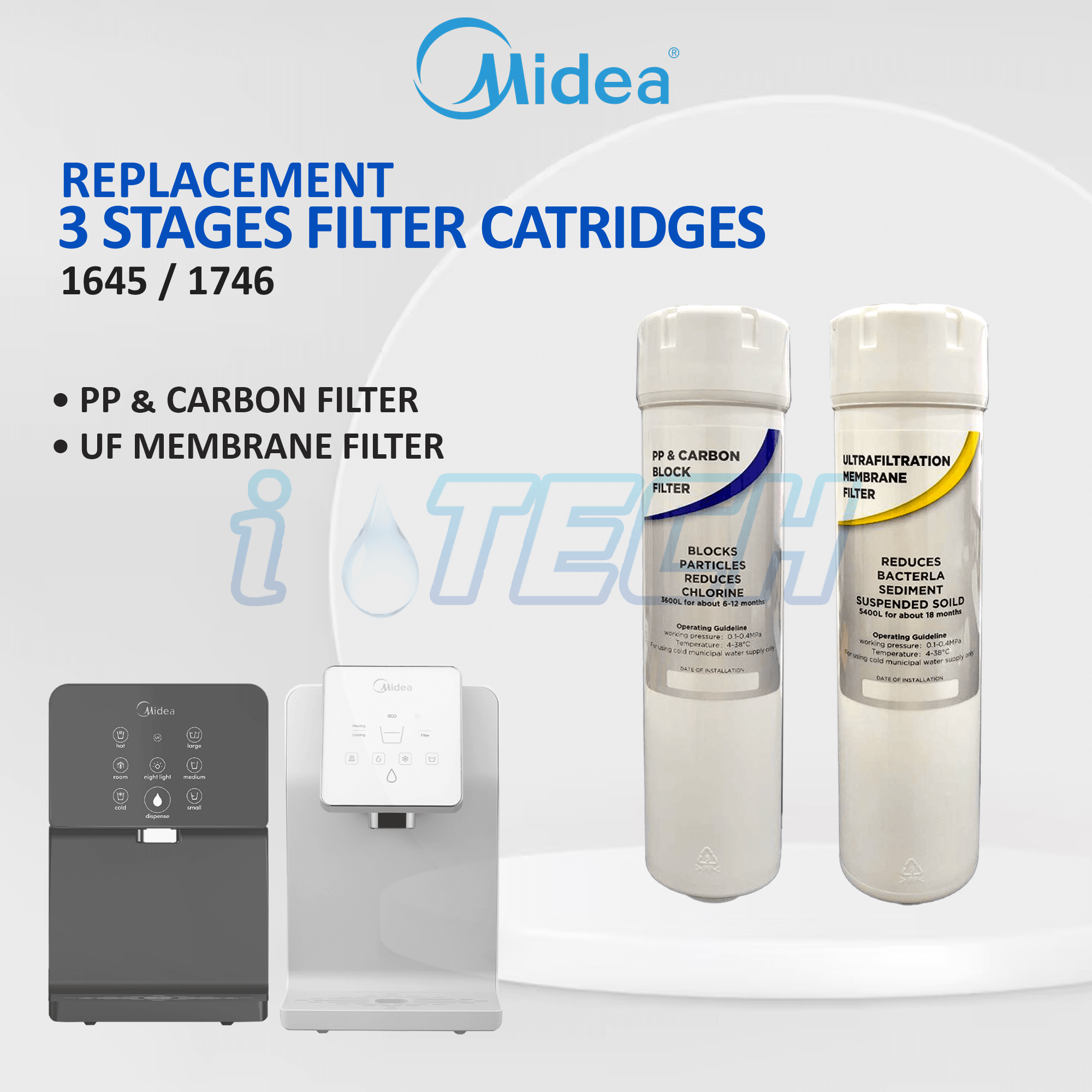 MIDEA Replacement 3 Stages Filter Catridge for Midea Water Dispenser