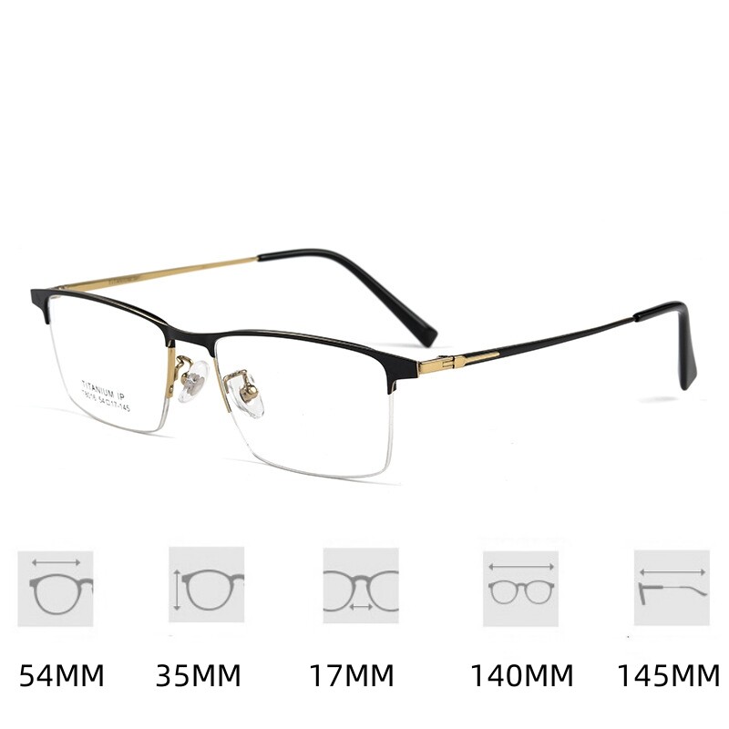 FIRADA Fashion Comfortable Eyeglasses Vintage Titanium Square Half Frames Eyewear Business Prescription Glasses Frame Men T8016B