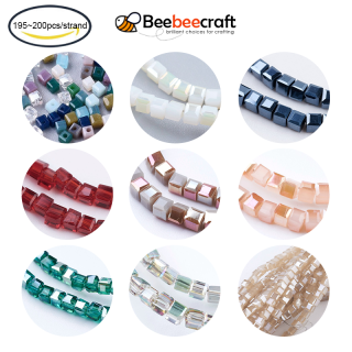 200 pc Glass Beads Mixed Style Faceted Cube Mixed Color,2x2x2mm, Hole 0.5mm thumbnail