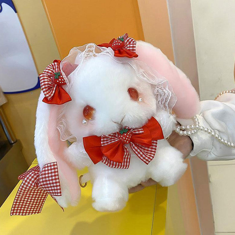 Johnn Lolita Bag Bow Strawberry Rabbit Bag Girl gift plush satchel bag