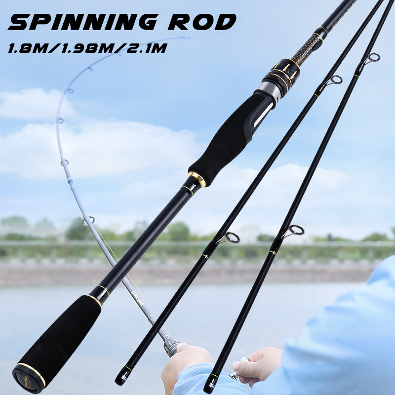 Sougayilang Spinning Casting Fishing Rod 2 Section 36 Ton Carbon Fiber Fishing Pole with 2 Tips M/ML M/MH Lightweight Graphite Casting Spinning Lure Fishing Rods