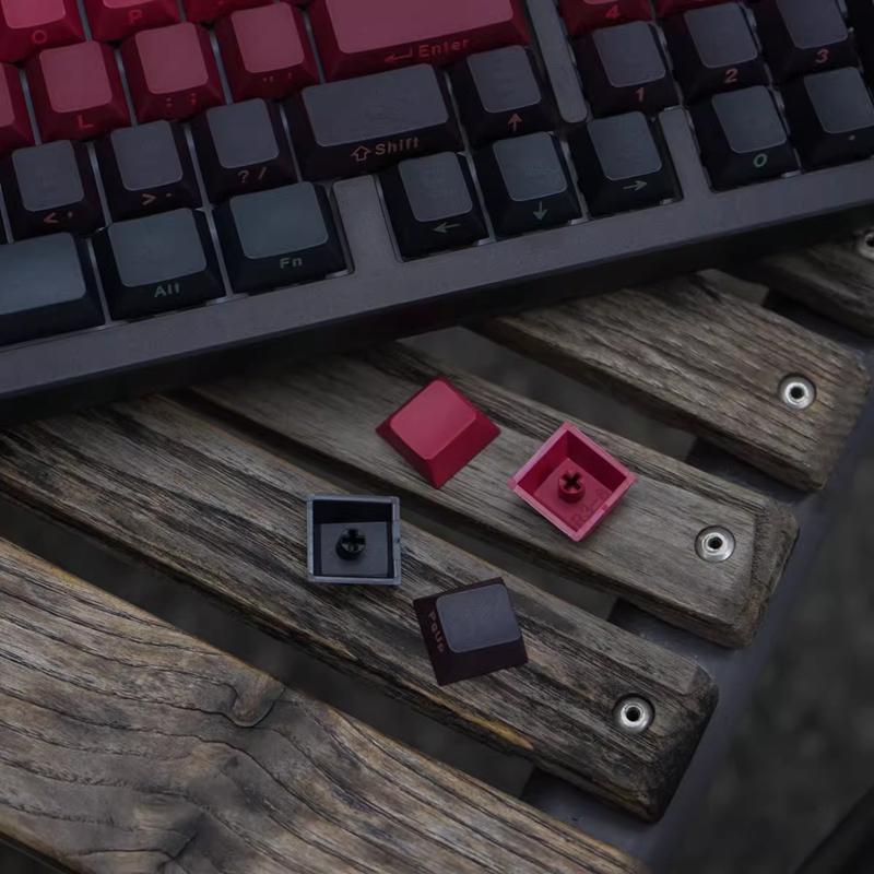 【Keycap Only】nắp phím chạm khắc đỏ đen cạnh Gradient nắp phím thăng hoa PBT hồ sơ anh đào 136 phím cho công tắc Cherry MX Bàn Phím Cơ keychron/RK61/gk61/Anne Pro 2
