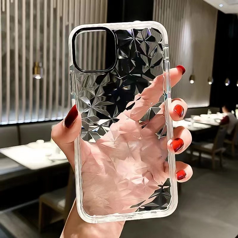 Simple White Pink Black Diamond Pattern Soft Case iPhone 14 14Pro 14Plus 14Promax 13 13pro 13promax 12 12pro 12promax 11 11pro 11promax 6 6S 6Plus 6SPlus 7 7Plus 8 8Plus X XS XR XSmax SE 2020 Phone Cover Casing