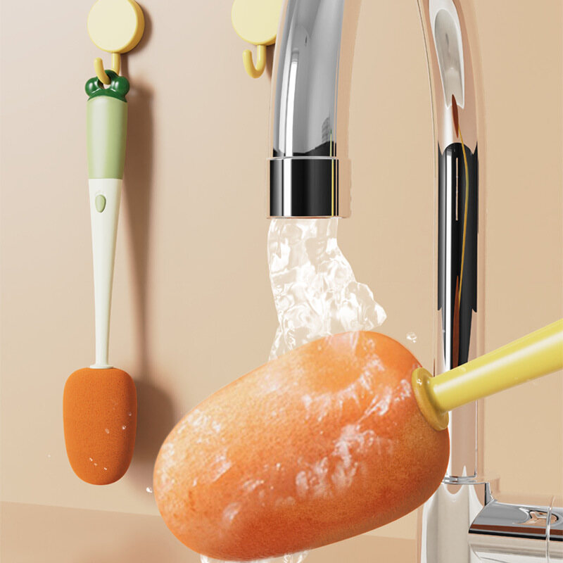 3 In 1 Multi-function Carrot Shape Cup Brush Long Handle Bottle Brush Cleaner Cleaning Brush Kitchen Cleaning Tools
