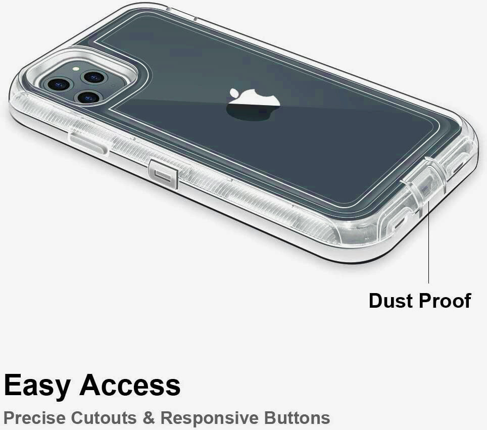 Clear iPhone Case,Transparent Three Layer Hybrid Hard Plastic Soft Rubber Shockproof Armor Defender Case for iPhone 15 Pro Max/14 Pro Max/13 Pro Max/12 Pro Max/SE 2022/11 Pro Max/Xs Max/XR/8 Plus 7 Plus 6s