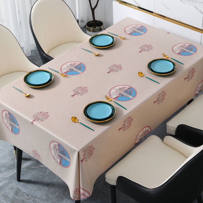High-end New Chinese-style Festive Red Tablecloth Waterproof and Oil-proof Wash-free Rectangular Dining Table Home