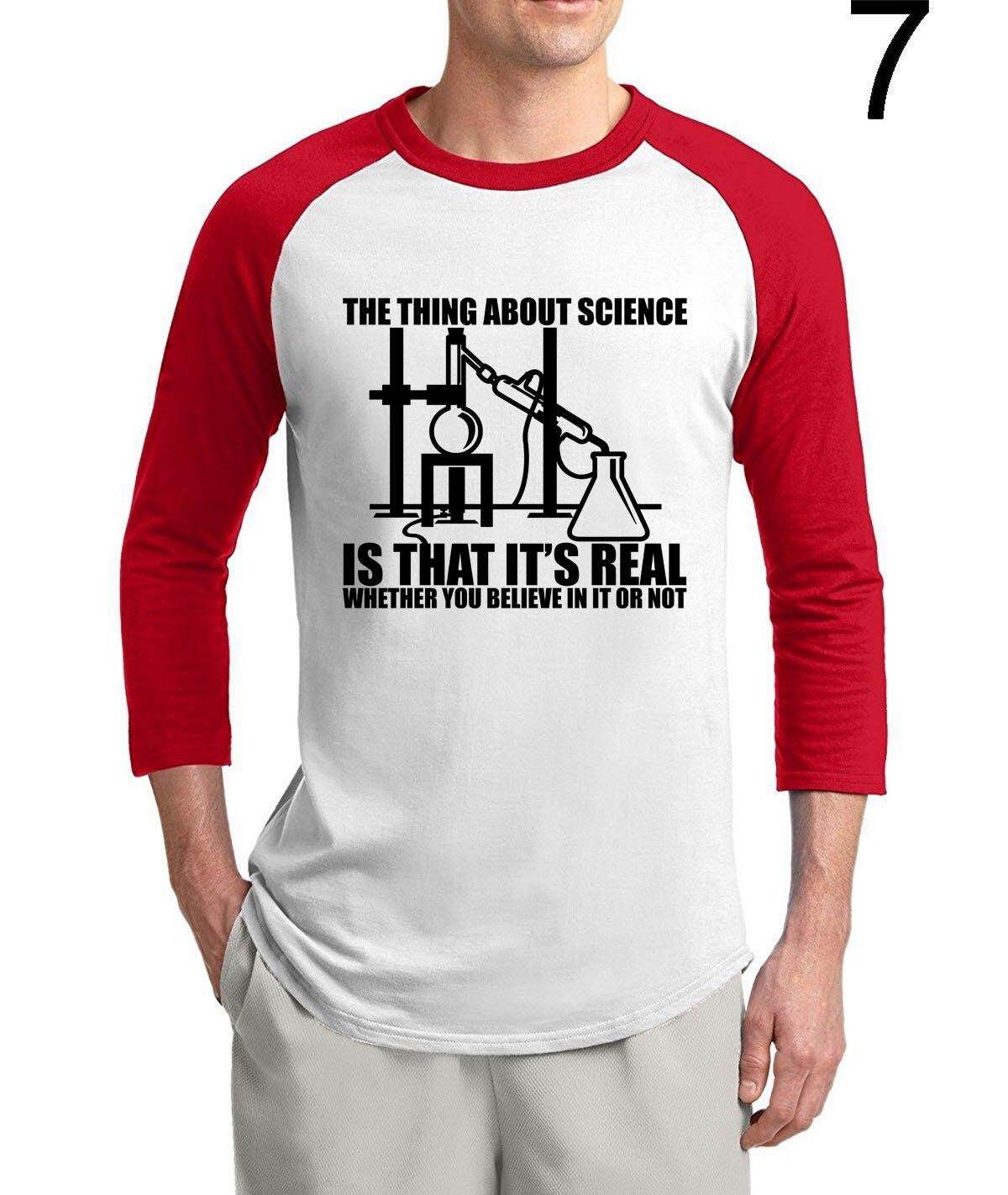 Aosikthis Adalah Ilmu Pengetahuan-REAL Percaya atau Tidak 2019 Musim Panas Penjualan Terlaris 3/4 Lengan Ilmu Kemeja 100% Katun Baru Raglan Pria t-shirt
