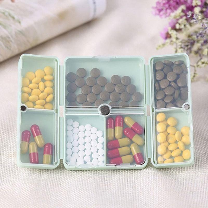 Pill Box 7วัน Magnetic Foldable Travel Medicine Organizer Portable Pill ...