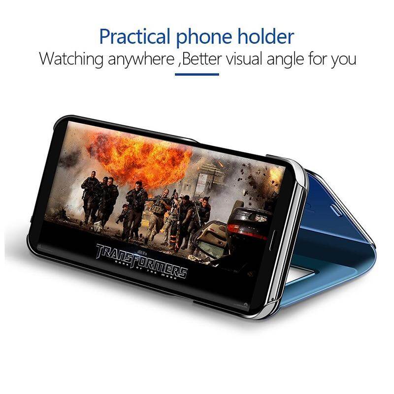 Dành Cho Samsung Galaxy Note 8 Ốp Điện Thoại Ốp Lưng Trong Suốt Thông Minh Chân Đế Lật Ốp Gương