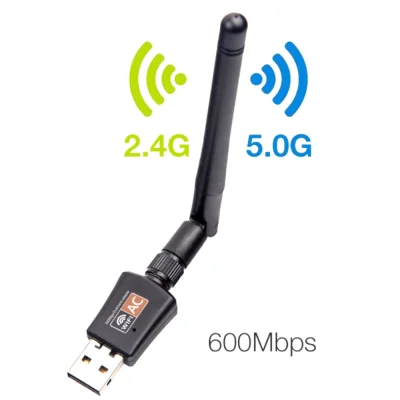 Angel_Lovee 360 Portable 600Mbps Dual Band 5GHz Wireless Network Card Lan USB PC WiFi Adapter Antenna 802.11AC