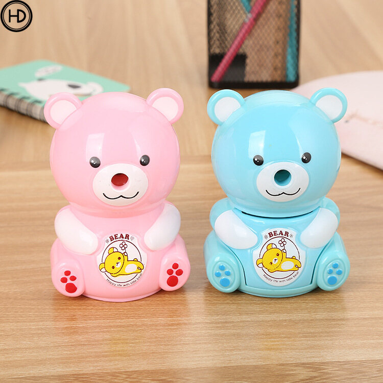 Gọt bút chì tự động quay tay sáng tạo gấu, gọt bút chì học sinh hoạt hình, gọt bút chì văn phòng phẩm dễ thương học tập