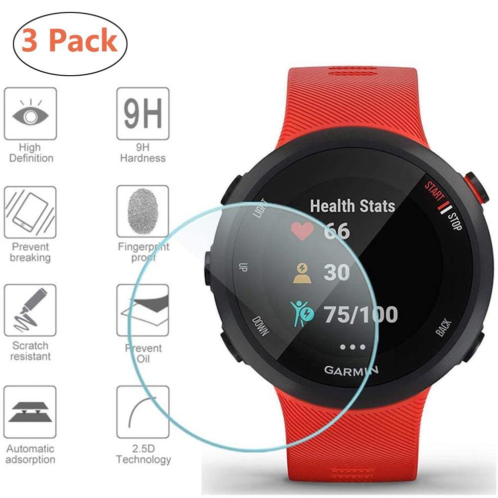 3 Pack Compatible for Garmin Forerunner 45/45S Screen Protector, Scratch Resistance No Bubble Anti-Fingerprint Hardness Tempered Glass for Garmin Forerunner 45 / 45s