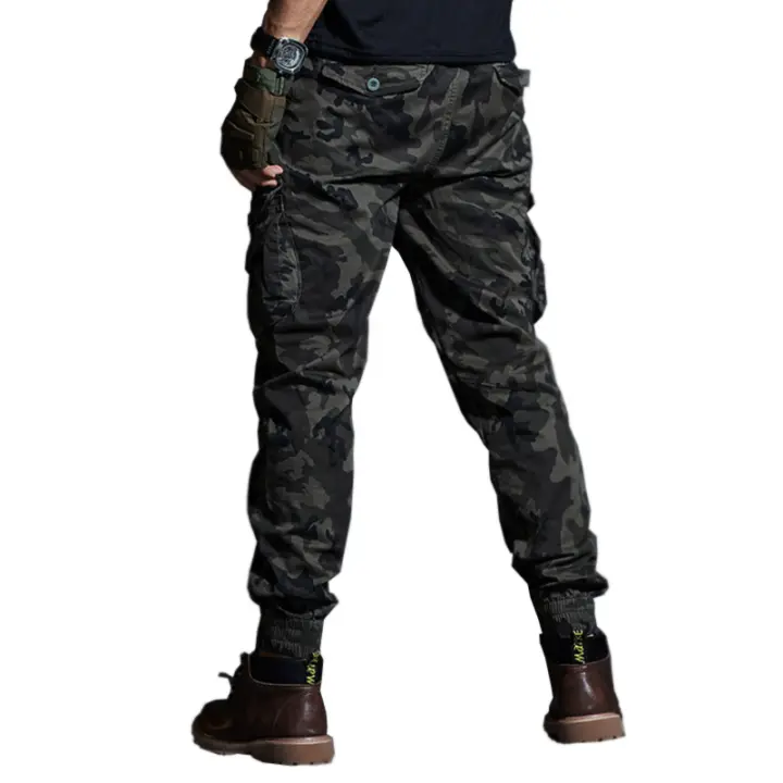 black camouflage cargo pants