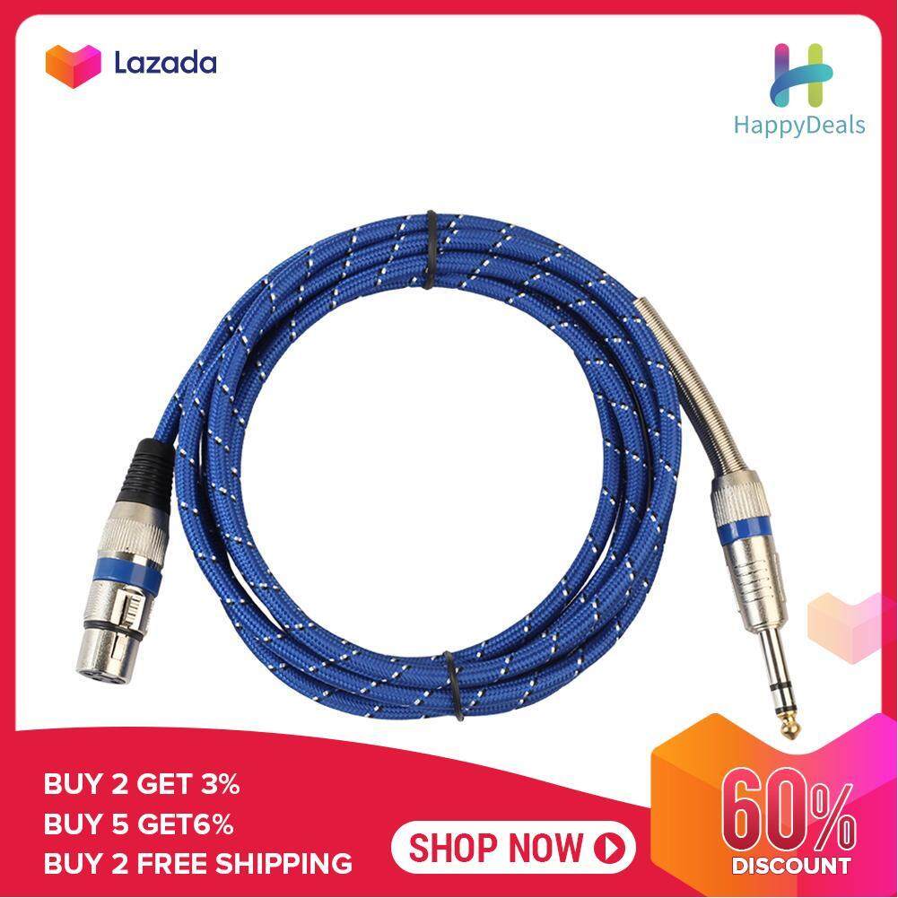 happydealsNylon Braided 1/4 Jack 6.35mm Stereo Male to XLR Female Microphone Cable(Blue)-3m