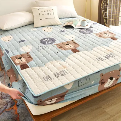 Mattress Bed Sheet Protector Cover Printing Fitted Bedsheet Bed Cover Single Queen King Size Suitable Mattress(Depth) 30cm Not Included Pollowcase