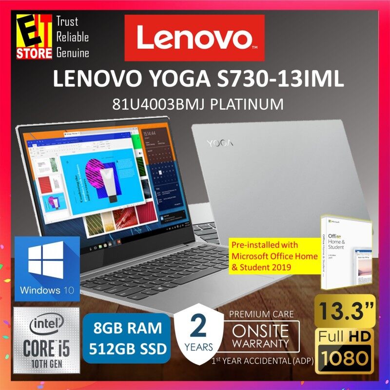 LENOVO YOGA S730-13IML 81U4003BMJ LAPTOP -PLATINUM (I5-10210U/8GB/512GB SSD/13.3 FHD/W10/2YRS) WITH MS.OFFICE Malaysia