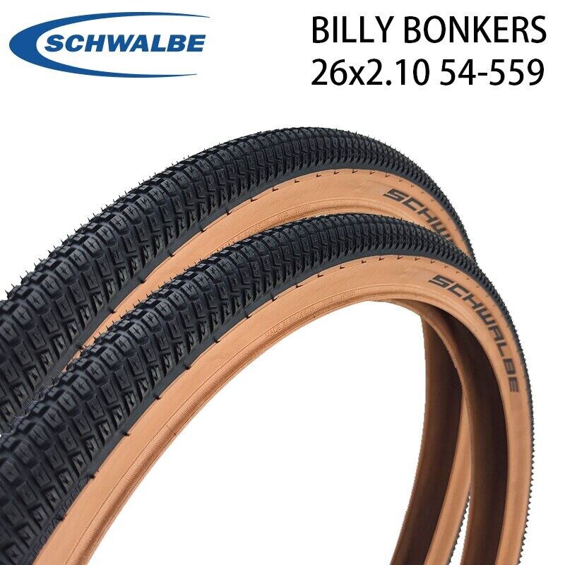 Schwalbe billy bonkers 26x2.10 bike tire steel wire tire for mtb dirt jump brown edge 54-559 bicycle tyre cycling parts