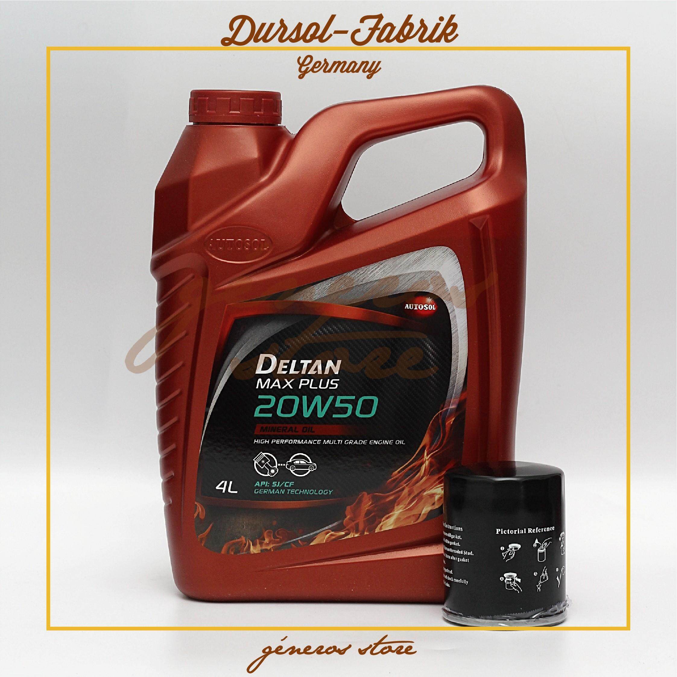 MINYAK HITAM AUTOSOL DELTAN ENGINE OIL 20W50 (4L) WITH OIL FILTER