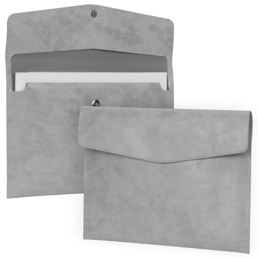 Document Wallets A4 Leather, A4 Document Folder With Press Stud, Business Leather Transparent Wallet A4, Document Organisation For School Office, Homework For Paper, Receipts, Certificates, File Bag, Grey