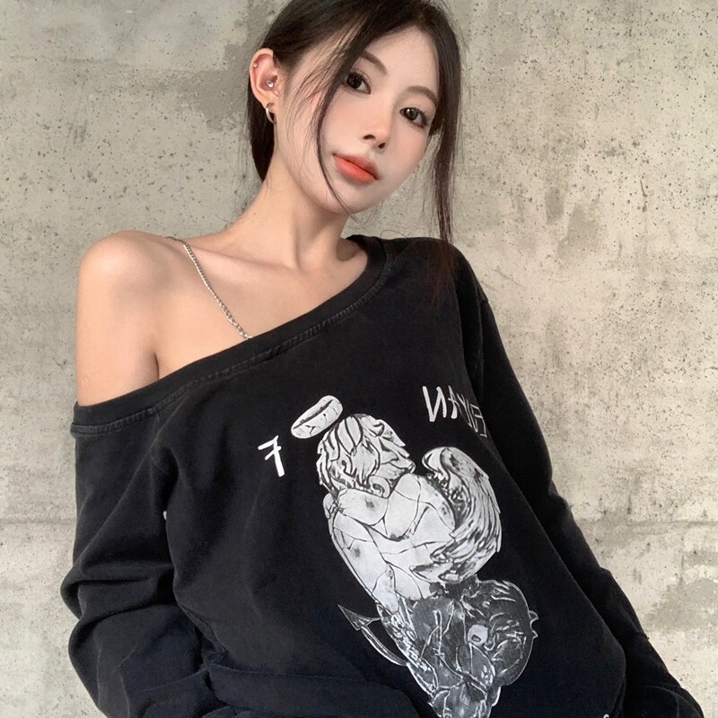 Guima T-shirt for women T-shirt Bare shoulder fit warm comfortable T-shirt