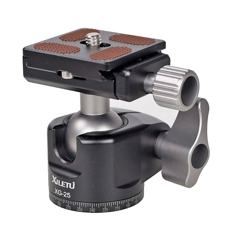 Xiletu xg-25 camera panoramic tripod ball head 360 degree quick release ballhead mount aluminum alloy ball head with 1/4 screw
