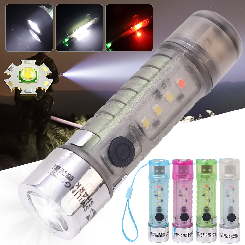 USB Charger Led Mini Strong Light Flashlight Multifunctional Portable Adsorption Hiking Super Bright Flashlight Outdoor Camping Emergency Lighting