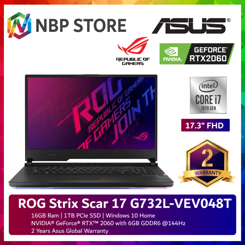 Asus ROG Strix Scar 17 G732L-VEV048T 17.3 FHD 144Hz Gaming Laptop ( i7-10875H, 16GB, 1TB SSD, RTX2060 6GB, W10 ) Malaysia