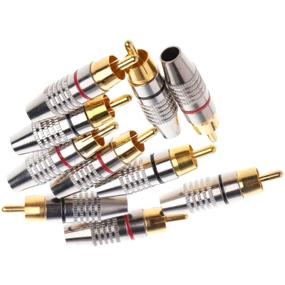 20 Pcs RCA Plug Audio Video Locking Cable Connector Gold Plated