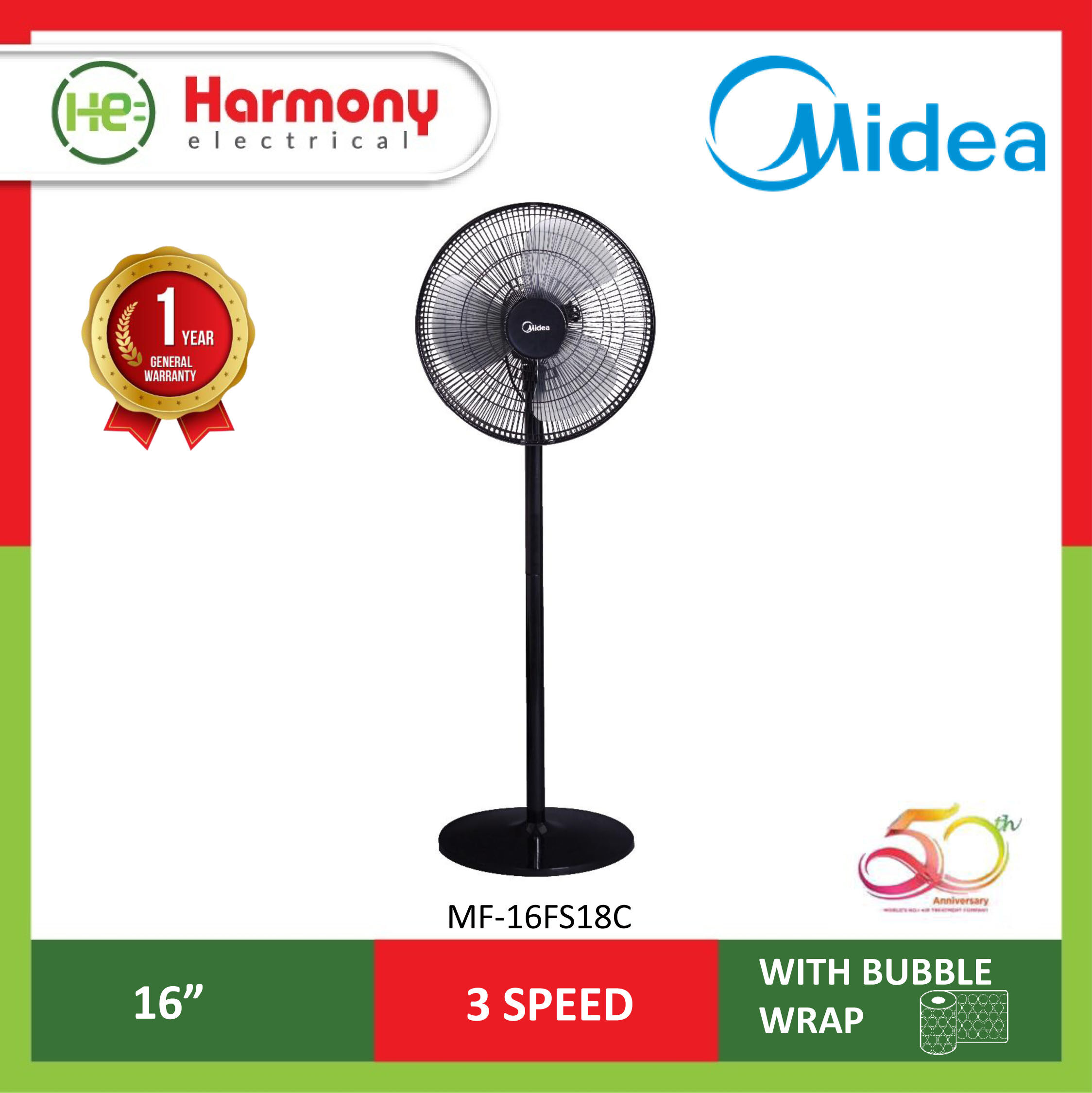 Midea 16 Stand Fan 2 In 1 Adjustable Mf 16fs18c Kipas Berdiri 风扇 Lazada