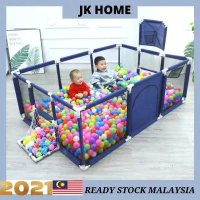 Kid Safety Playpen Baby Play Fence Safety Guard Rail With Basketball Hoop & Football Goal
