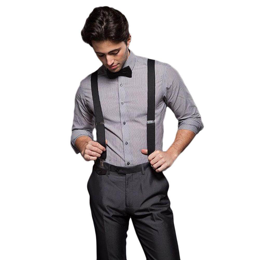 Men Dress Shirt Elastic Suspenders Adjustable Clip-on Belt Strap Formal Wedding