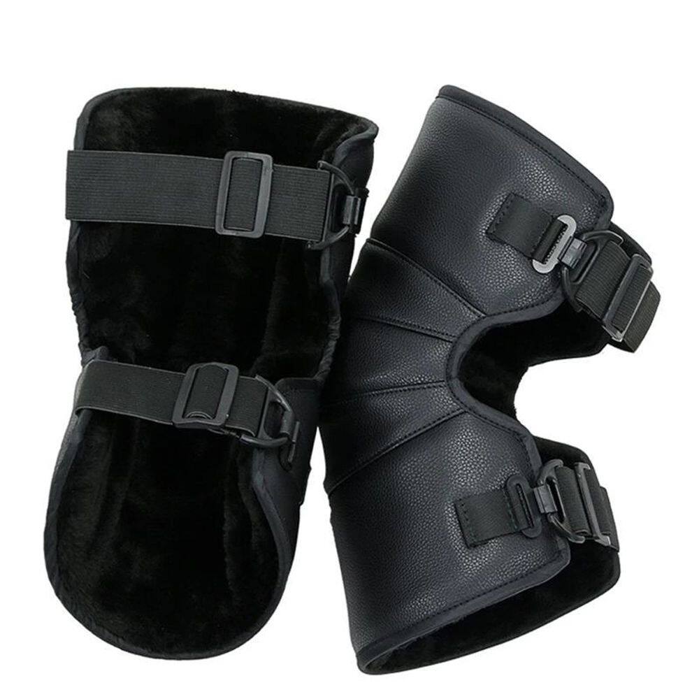 DENGJT Outdoor Motorbike Waterproof Windproof Coldproof PU Leather Protective Guard Warm Kneepad Riding Knee Pads Motorcycle Kneepad