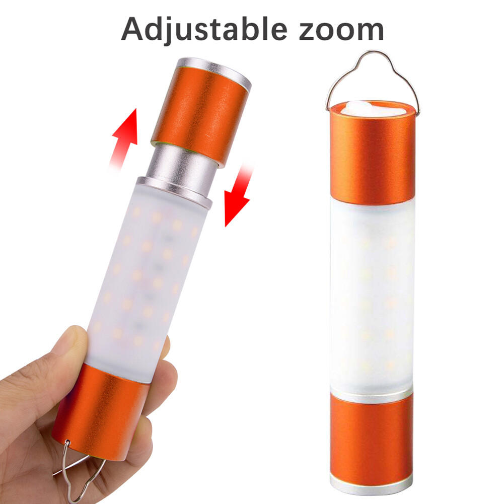 Đèn LED Dạng Ống Lồng Di Động Sạc USB Đèn Pin Treo Có Thể Thu Phóng-Đen/Xanh Lá/Cam