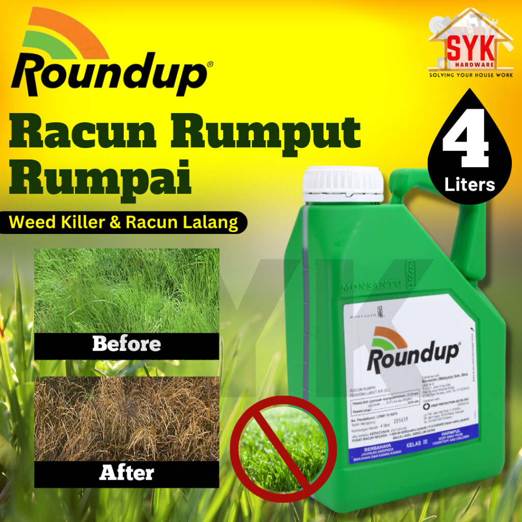 SYK Roundup 4 Liters Glyphosate 41 Racun Rumput Rumpai Racan Lalang