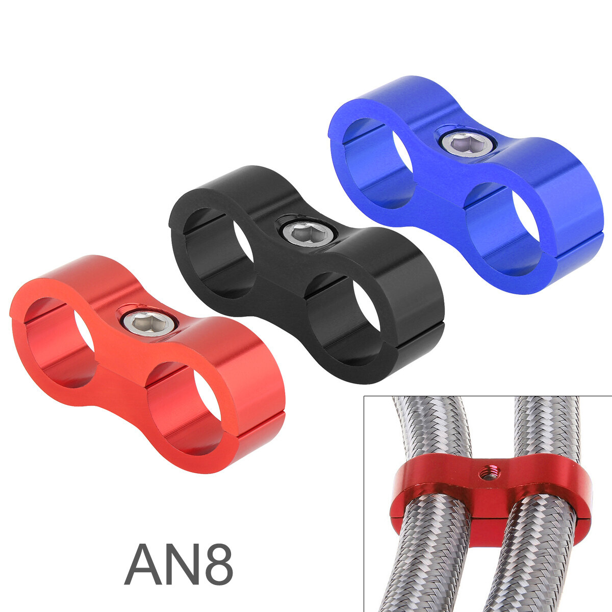 8AN Hose Separator Clamp Fuel line Mounting Clamps Aluminum Hose