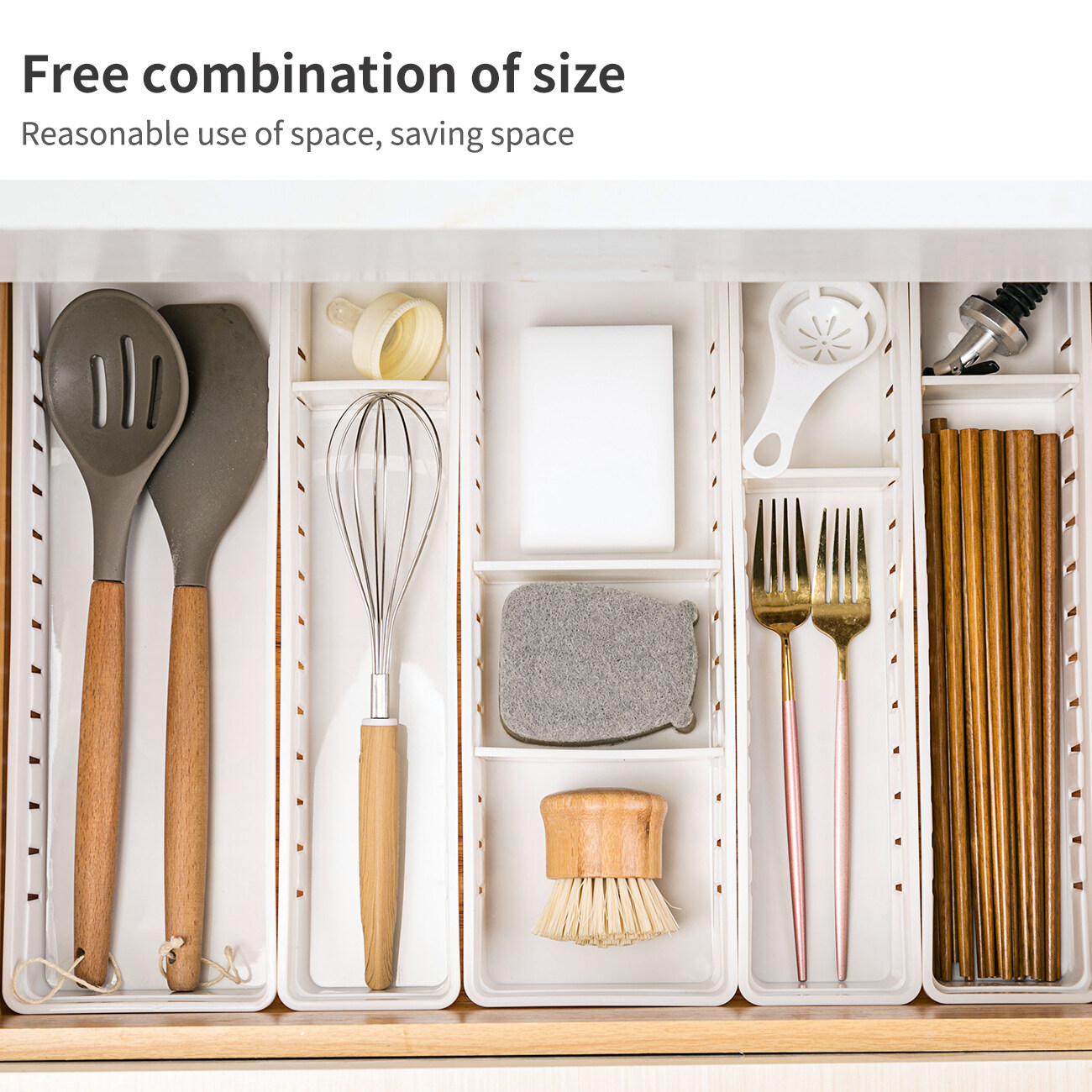 CNMF Japanese Style Divided PP Kitchen Storage Drawer Box