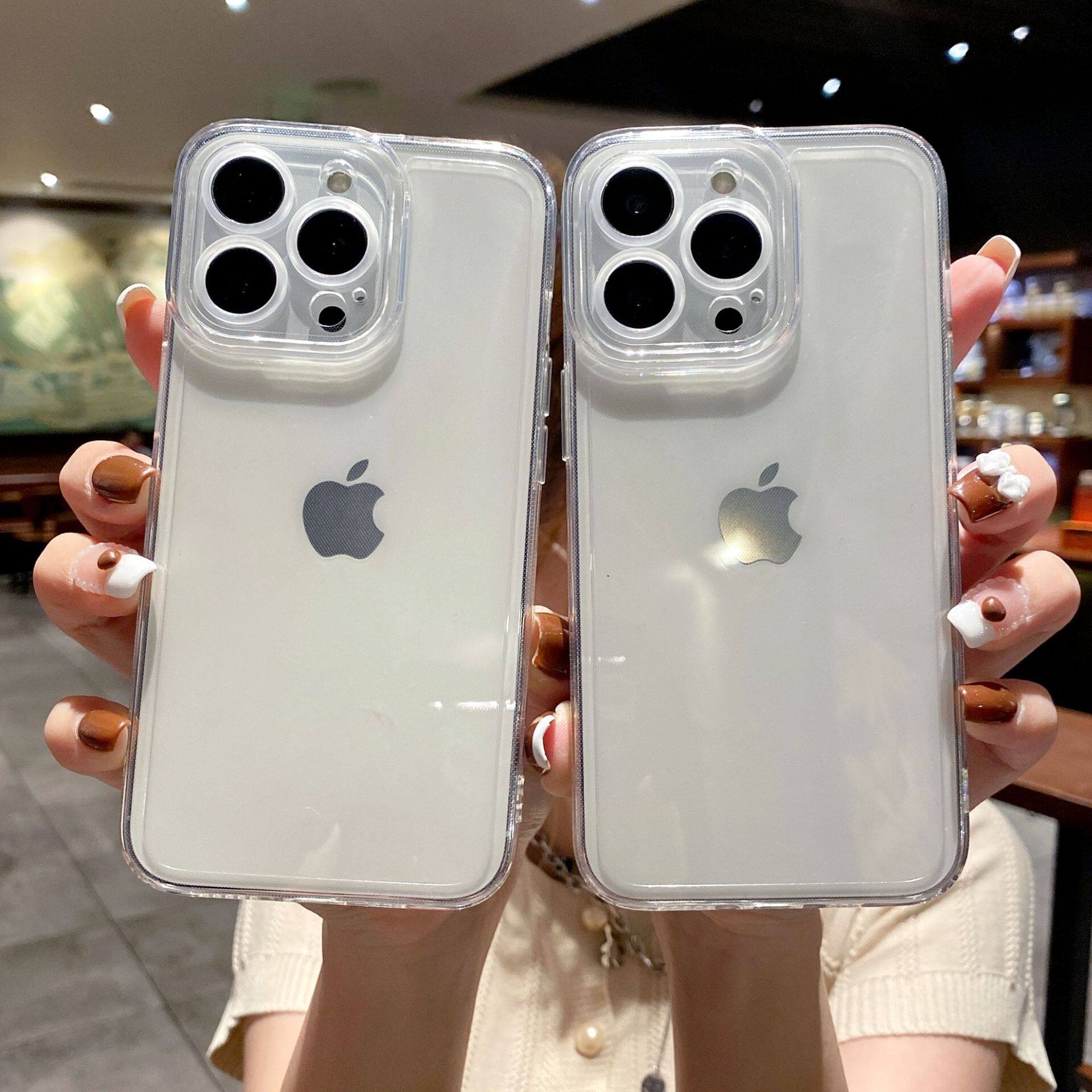 Transparent phone case on for iphone 12 11 13 pro max lens protection silicone case for iphone 12 13 mini xs max xr 6 7 8 plus cases back cover