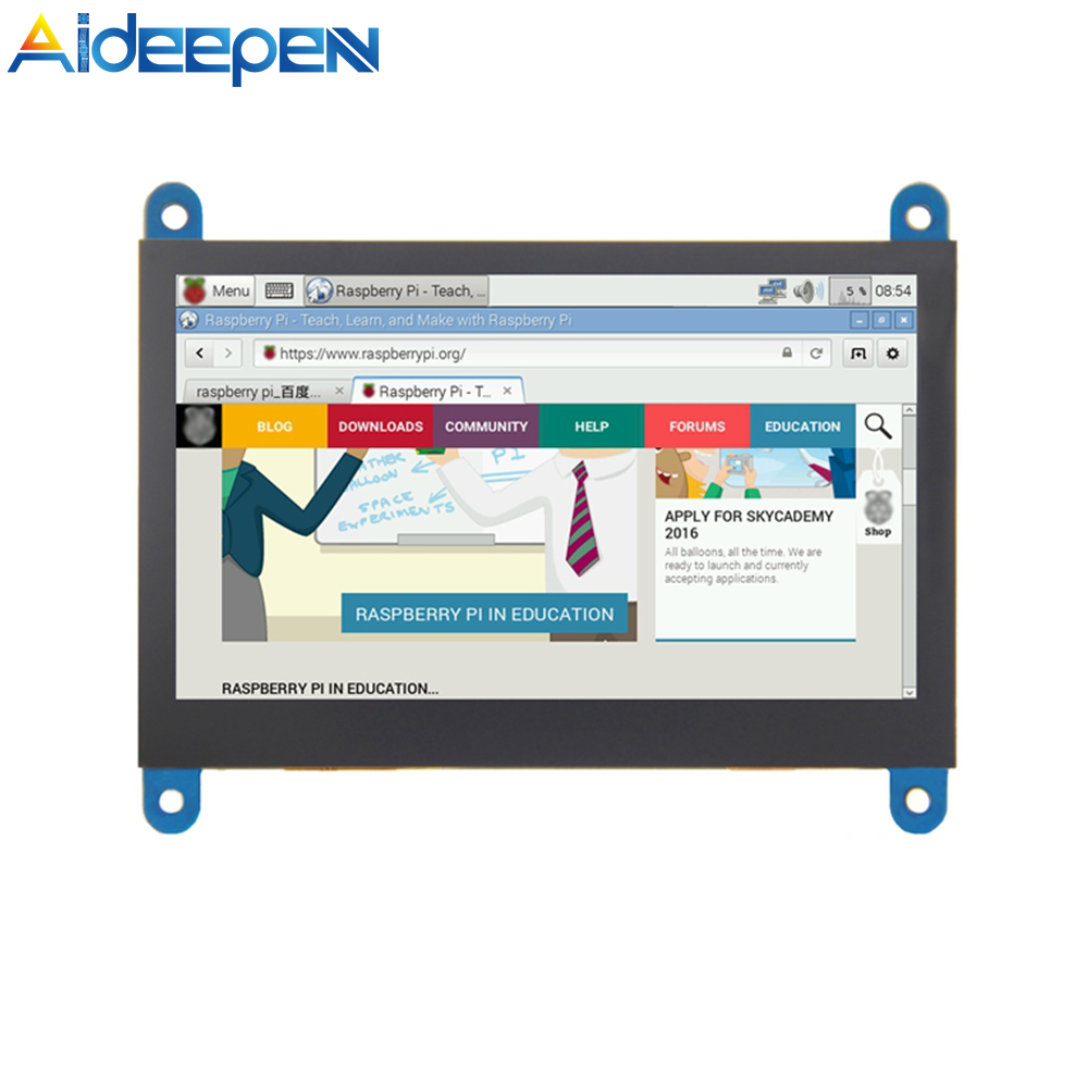Aideepen Màn Hình 4.3 Inch Cho Raspberry Pi HDMI Với Màn Hình Cảm Ứng Điện Dung Độ Phân Giải 800*480 Hỗ Trợ Windows10/8/7 Cảm Ứng 5 Điểm Hỗ Trợ Cho Raspberry Pi 3B +/4B Điều Khiển Cảm Ứng Một Điểm Cảm Ứng USB
